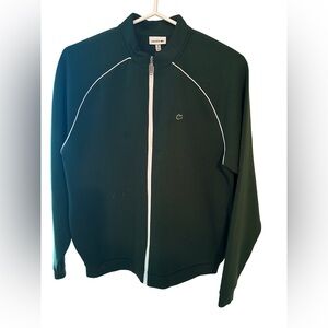 Lacoste Dark Green Zip-Up Jacket with White Piping